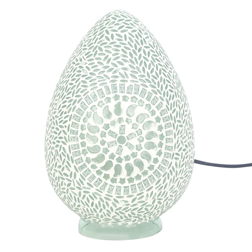 [SG 32378] Lampe mosaïque forme oeuf blanche
