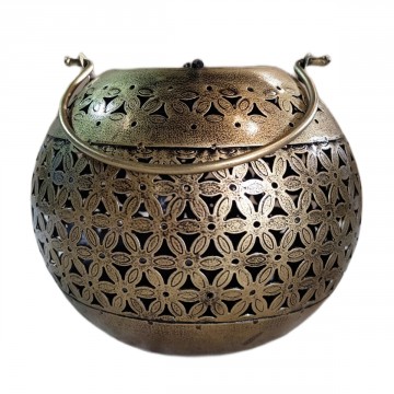 [SG 30528] Grand bol en métal doré avec support bougie à l'intérieur