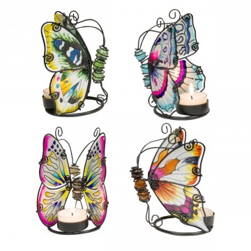 [SG 50216] Photophore papillon base métal ailes en verre petit modèle