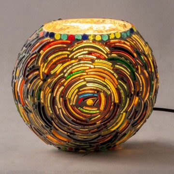 [SG 34092] LAMPE MOZAIQUE FORME BOULE PLATE PETIT MODELE