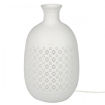 [SG 34956] Lampe en porcelaine blanche forme vase haut