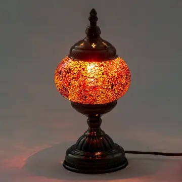 [SG 34846] Lampe en verre eclaté rouge avec pied métal