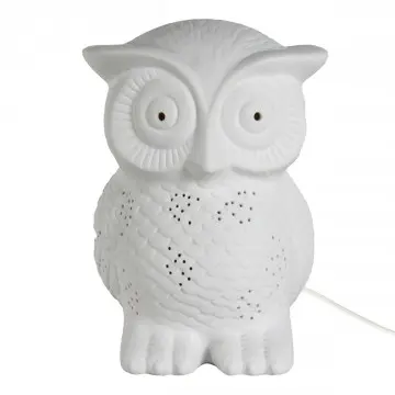 [SG 31397] LAMPE EN PORCELAINE BLANCHE HIBOU