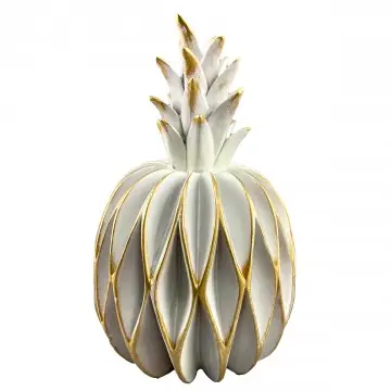 [SG 30334] ANANAS BLANC ET OR EN RESINE