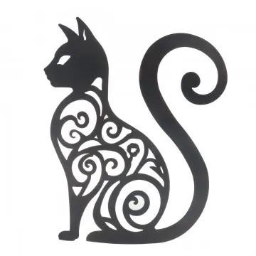 [SG 34312] Décoration en métal noir chat assis