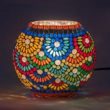 [SG 36112] LAMPE MOZAIQUE FORME BOULE PLATE PETIT MODELE