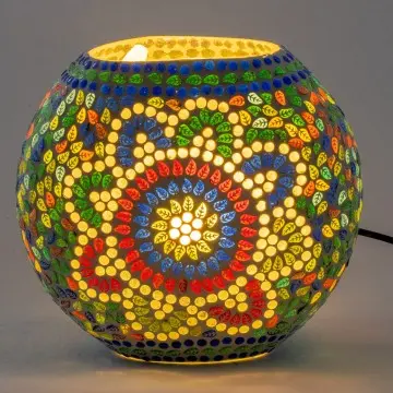 [SG 36118] Lampe mosaïque forme ronde plate multicolore