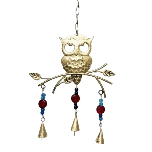 [SG 29775] Décoration murale en métal doré motif hibou sur branche