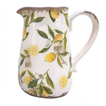 [SG 34933] Cruche en céramique aspect vieilli motif citron