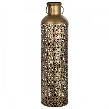 [SG 34062] Grand vase en métal doré ajouré avec support bougie intérieur