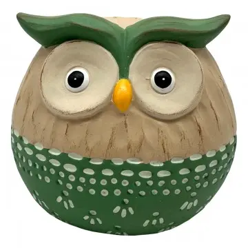 [SG 37878] Chouette en céramique effet bois base verte